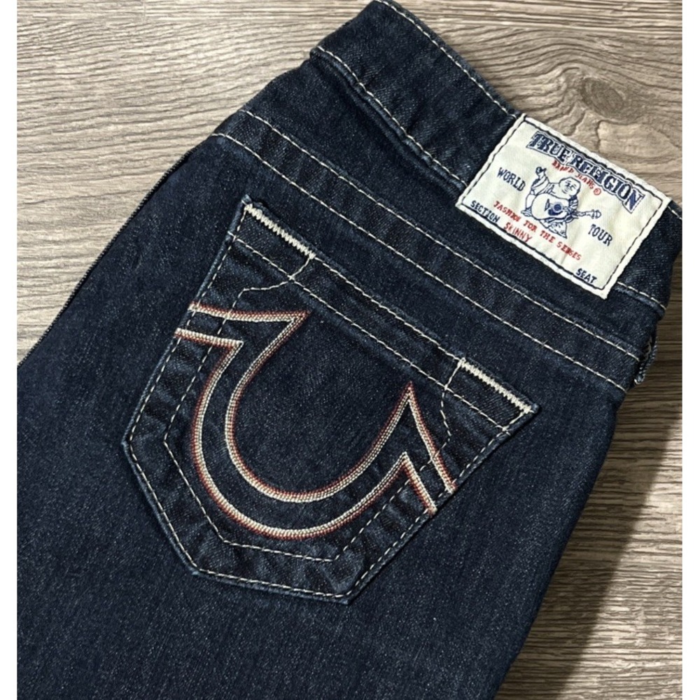 True Religion Vintage Women's Skinny Low Rise Dark Wash Jeans SZ 27 (28x33)